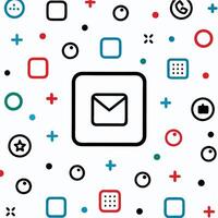 email icon with a square and other icons vector