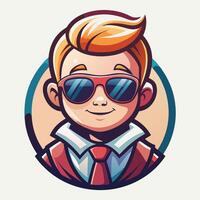 a cartoon character with sunglasses and a tie vector