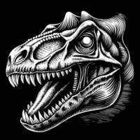 a t - rex head in a woodcut style vector