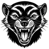 a black and white illustration of a ferret head vector