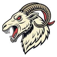 a ram head with its mouth open and red eyes vector