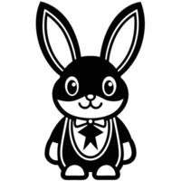 a black and white cartoon rabbit with a bow tie vector