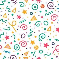 seamless pattern with colorful shapes and stars on a white background vector