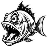 an angry fish with open mouth and teeth vector