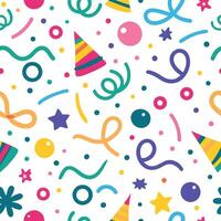 seamless pattern with party hats and confetti vector