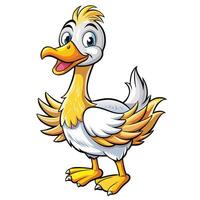 cartoon duck with wings and white feathers vector