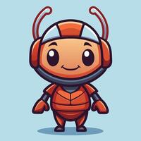 cartoon insect character with orange suit and helmet vector