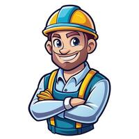 a cartoon construction worker with a smile on his face vector