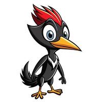 cartoon black bird with red mohawk standing on its hind legs vector