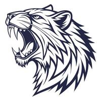 the head of a roaring lion is shown on a white background vector