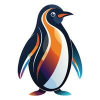 a penguin with colorful stripes on its body vector
