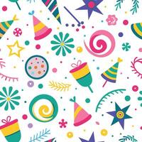seamless pattern with colorful party items vector