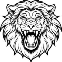 lion head with open mouth and open teeth vector