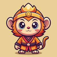 cartoon monkey character with a crown and a bow vector