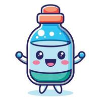 a cartoon bottle with a smiley face vector