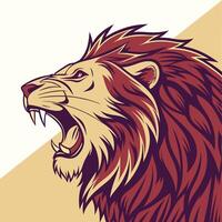 lion head with open mouth on a beige background vector