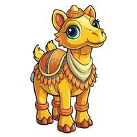a cartoon camel with a blue nose and a yellow coat vector