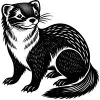 a black and white illustration of a weasel vector