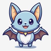 cartoon bat character with wings and a smile vector