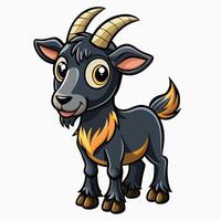 a cartoon goat with horns and a black and orange color scheme vector
