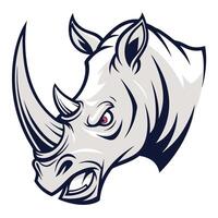 an angry rhino head on a white background vector