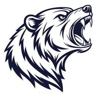 a bear head with its mouth open and its teeth showing vector