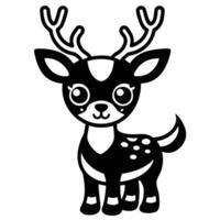 a black and white deer with horns vector