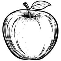 an apple is drawn in black and white on a white background vector