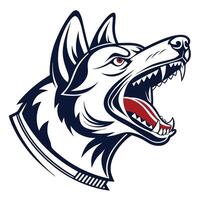 the head of a wolf with its mouth open vector