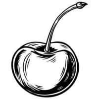 a black and white drawing of a cherry vector