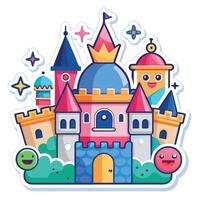 a cartoon castle with a crown on top vector
