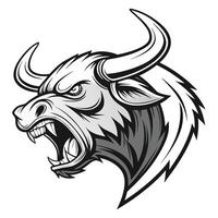 an angry bull head with its mouth open vector