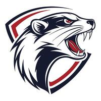 mascot illustration of a badger head with its mouth open vector