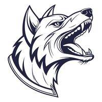 the head of a wolf is shown in a black and white style vector