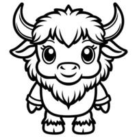 a cartoon buffalo with horns and a big nose vector