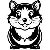 a black and white cartoon of a hamster vector