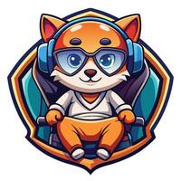 a cartoon fox wearing headphones and glasses vector