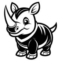 a cartoon rhino with a black and white design vector