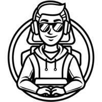 a man in a headset with headphones and sunglasses vector