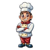 cartoon chef with arms crossed and smiling vector