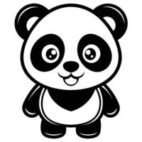 a black and white panda bear with a heart on its chest vector