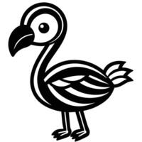 a black and white drawing of a flamingo vector