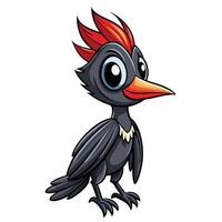 cartoon black bird with red mohawk illustration vector