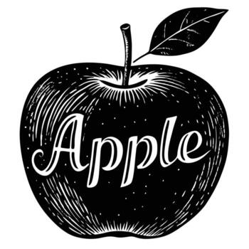 an apple with the word apple written on it vector