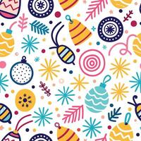 christmas seamless pattern with colorful christmas decorations vector