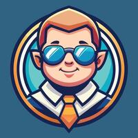 a cartoon character with sunglasses and tie vector
