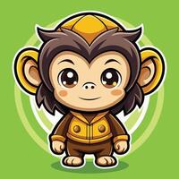 monkey in yellow hat vector