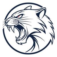 a roaring cat head in a circle vector