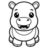 a cartoon hippo is shown in this coloring page vector