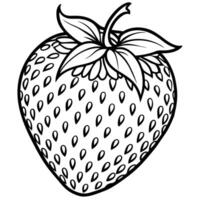 a strawberry is shown in a black and white drawing vector